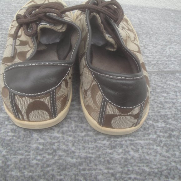 COACH Sneakers w/Tan-Brown Monogram on Fabric with Brown Leather trim - Picture 7 of 9